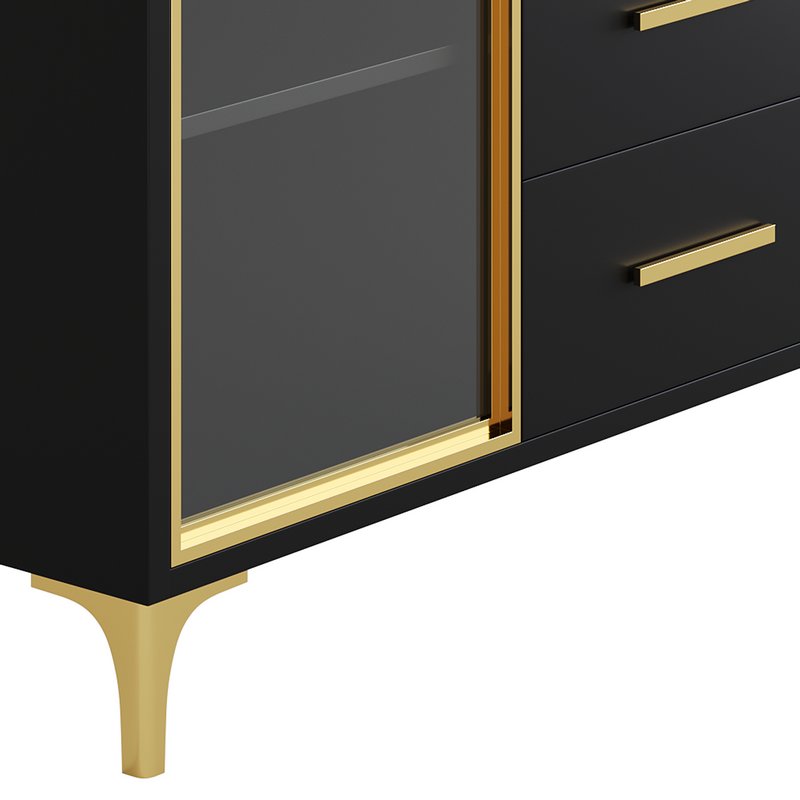 Modern Glass Door Wood Sideboard 3 - Image 14