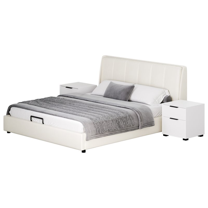 Gray Wingback Upholstered Headboard Bed - Image 12