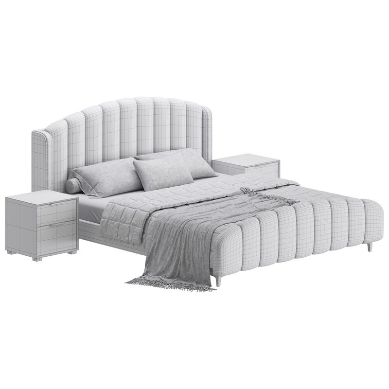 Glamorous Beige Upholstered Wingback Bed - Image 15