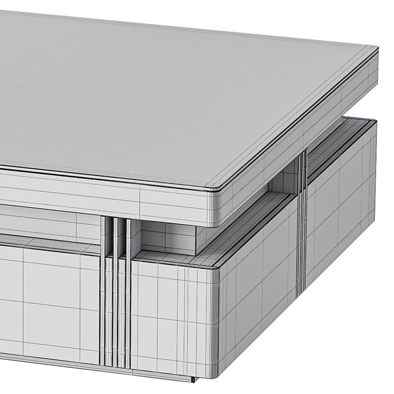 Trimied 43 Modern Black Square Storage Coffee Table Stone Top & 4 Wood Drawers - Image 15