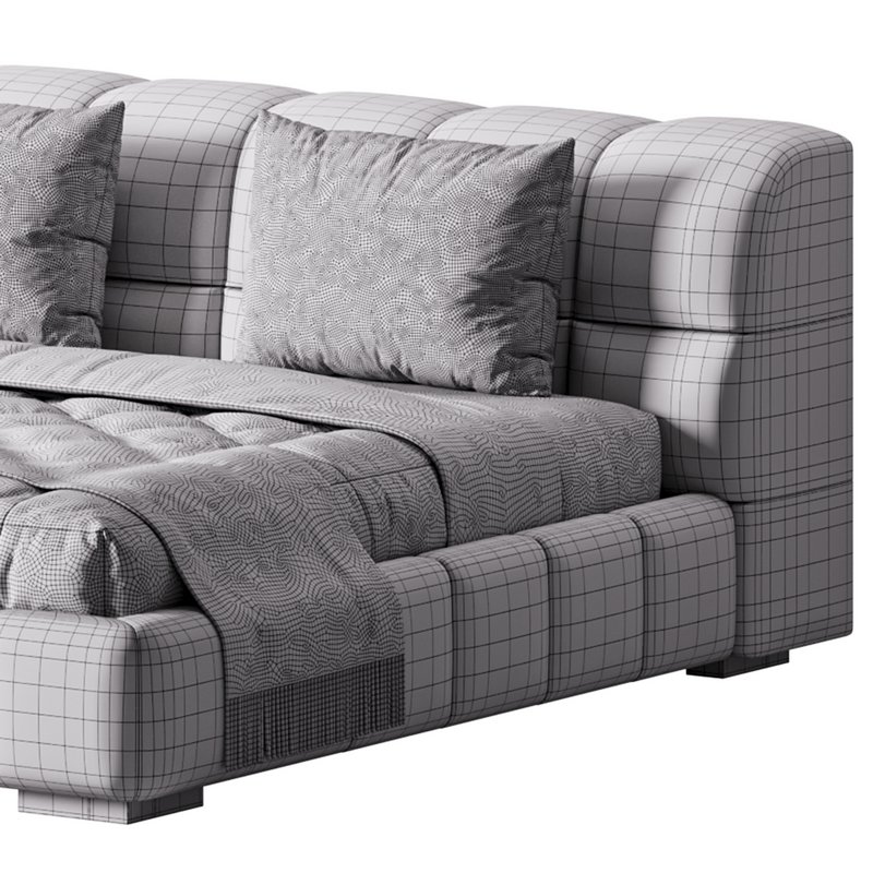 White Upholstered Wood Modern Headboard Bed - Image 14