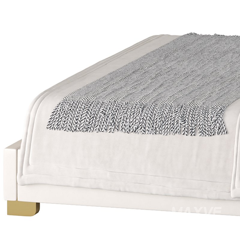 Elegant Beige Upholstered Modern Headboard Bed - Image 16