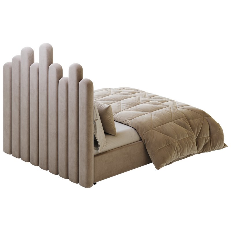 Light Wood Upholstered Panel Modern Bed - Image 15
