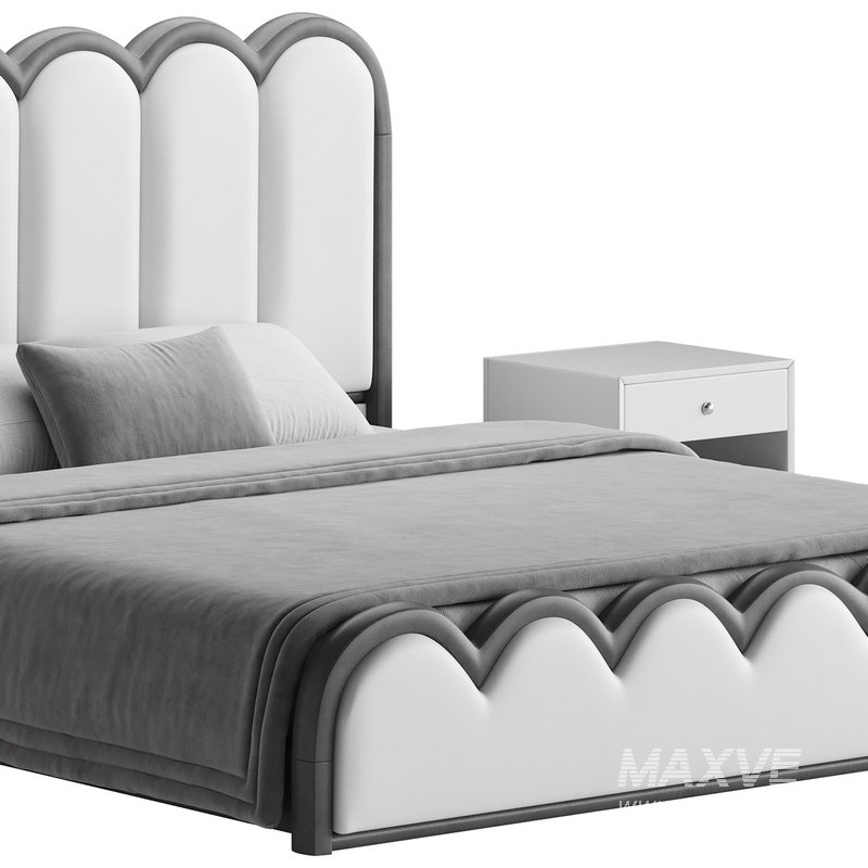 White Genuine Leather Upholstered Modern Panel Bed - Image 15