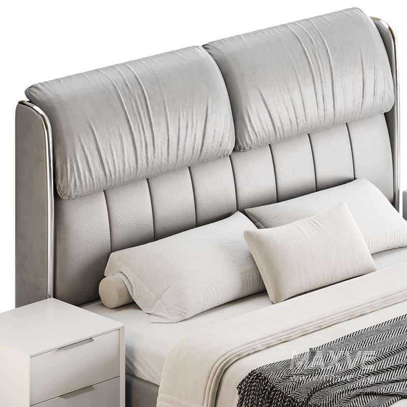 Elegant White Pine Wood Panel Bed - Image 15