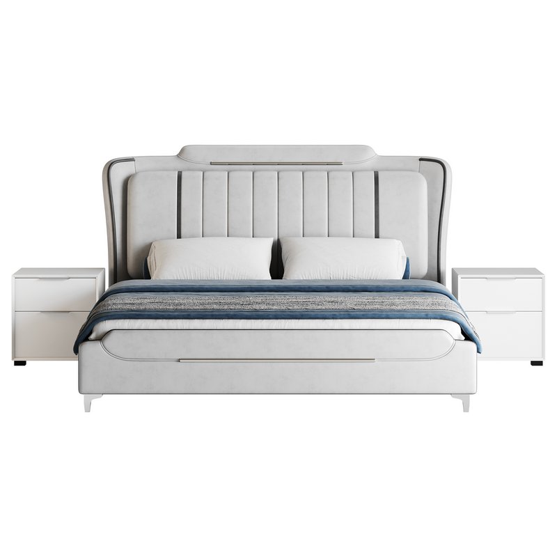 Queen Size Upholstered Headboard Bed - Image 14