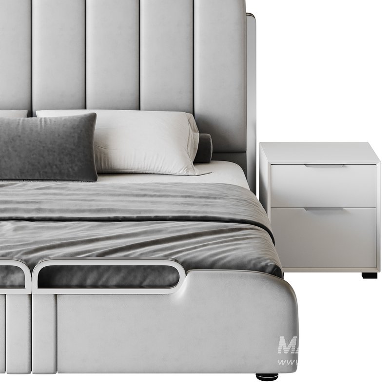 Upholstered Headboard Bed Frame Modern Panel Bed I - Image 13