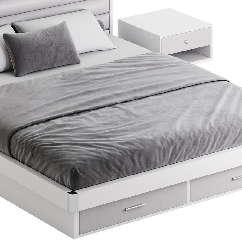 Grey Rectangular Headboard Standard Bed - Image 17