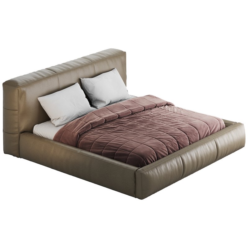 Icnoyotl suede fabric rectangular headboard modern bed I - Image 14