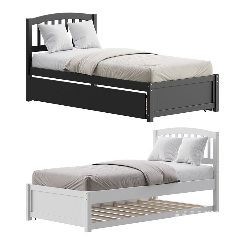 Twin Size Platform Bed Wood Bed - Image 1