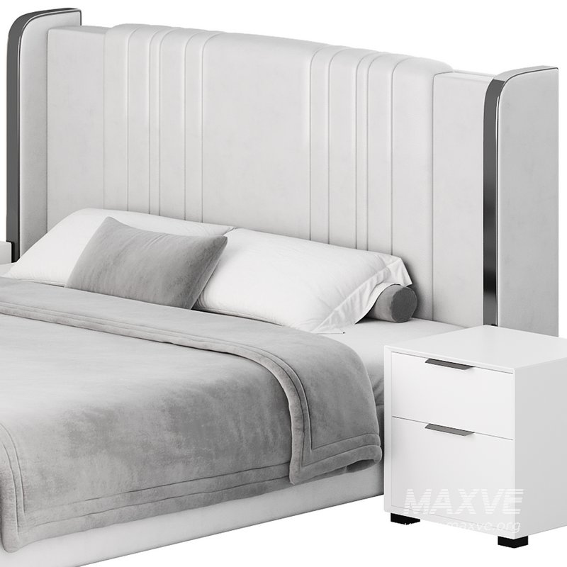 Glamorous White Upholstered Wingback Bed I - Image 17