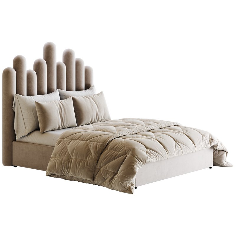 Light Wood Upholstered Panel Modern Bed - Image 16