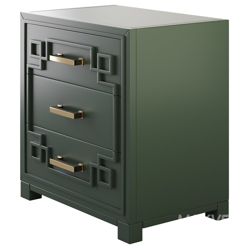 SAFAVIEH Raina Three Drawer Greek Key Night Stand Black - Image 16