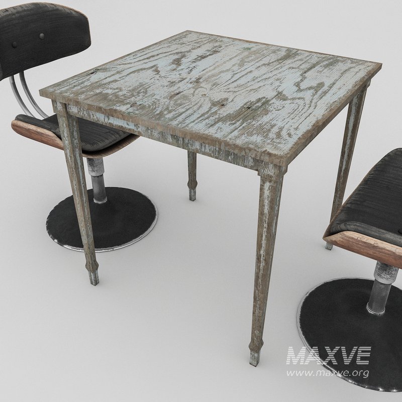 3D old chair and table - Image 4