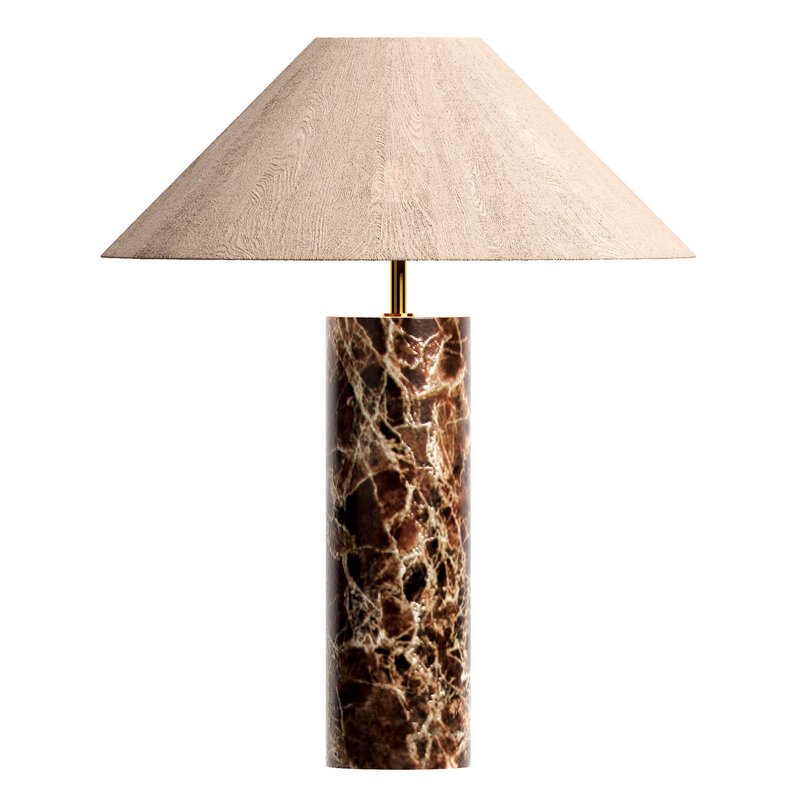 Morola 1 light large brown marble cylinder table lamp - Image 1