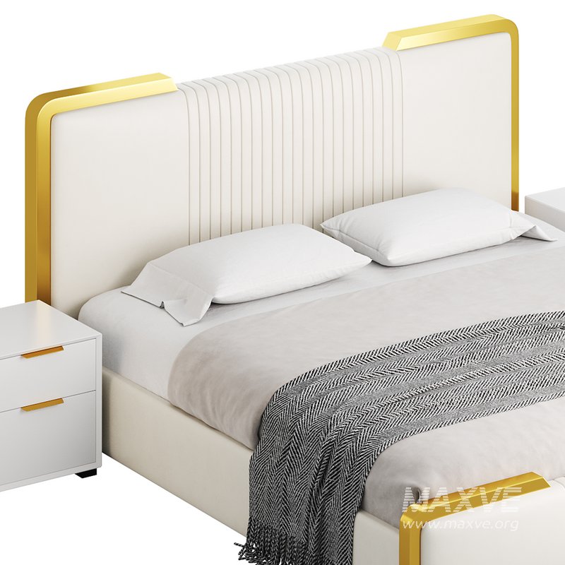 Glamorous White Wood Upholstered Bed I - Image 18