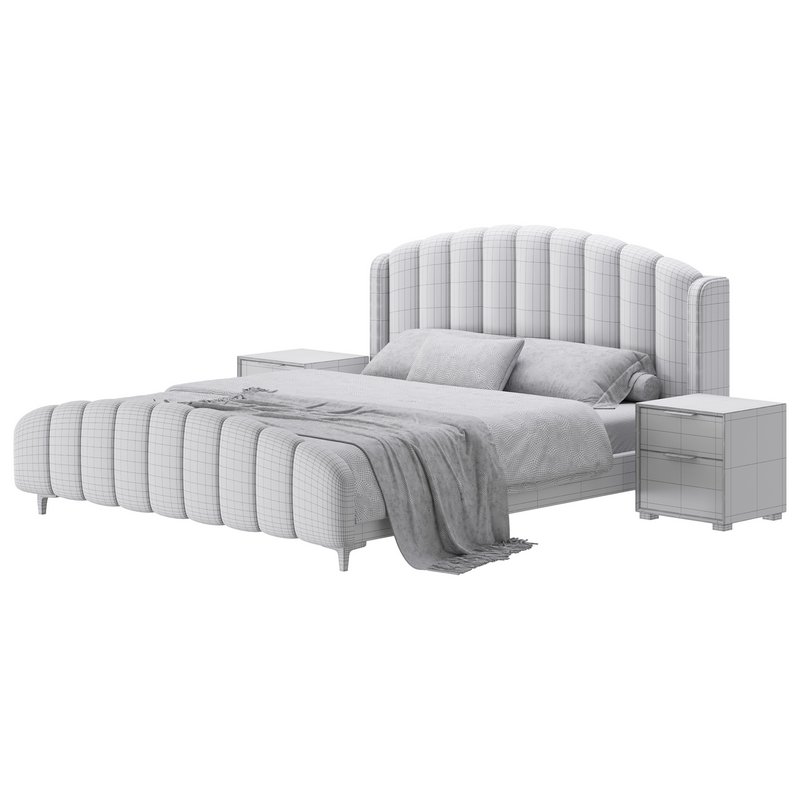 Glamorous Beige Upholstered Wingback Bed - Image 17