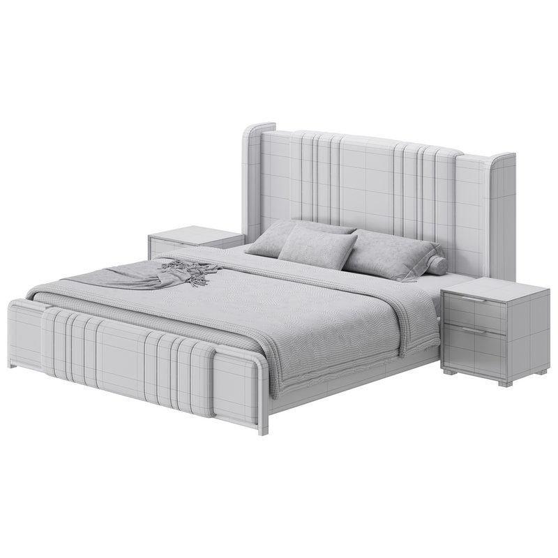 Glamorous White Upholstered Wingback Bed I - Image 16