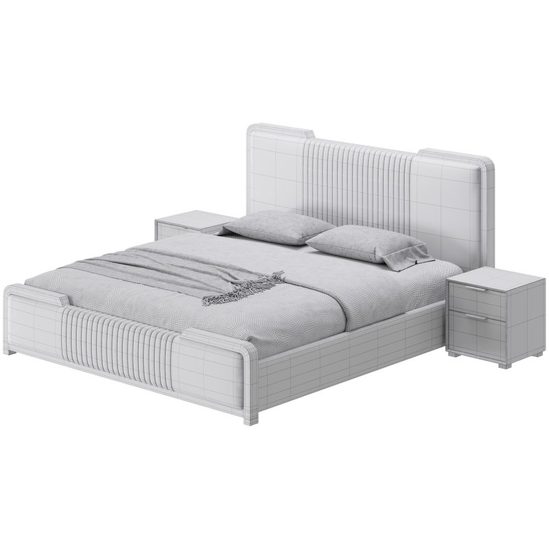 Glamorous White Wood Upholstered Bed I - Image 17