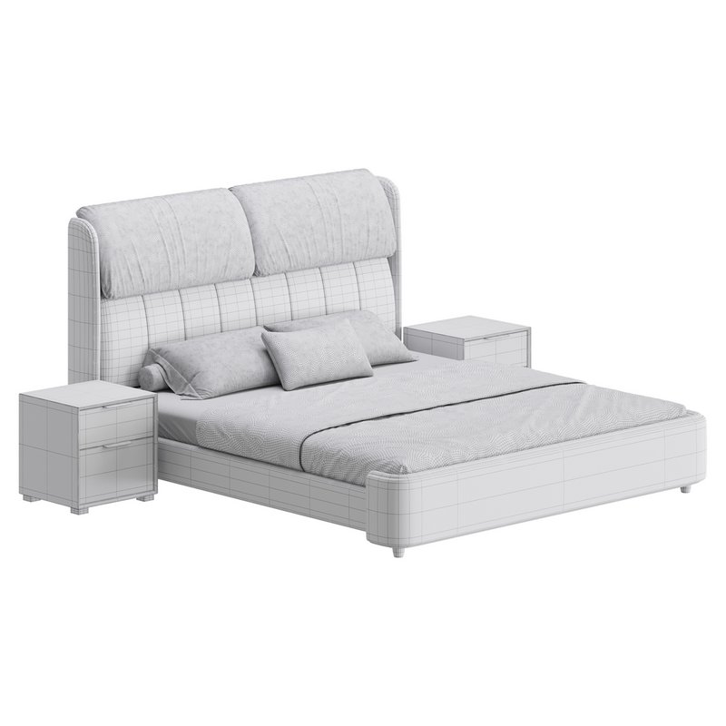 Elegant White Pine Wood Panel Bed - Image 17