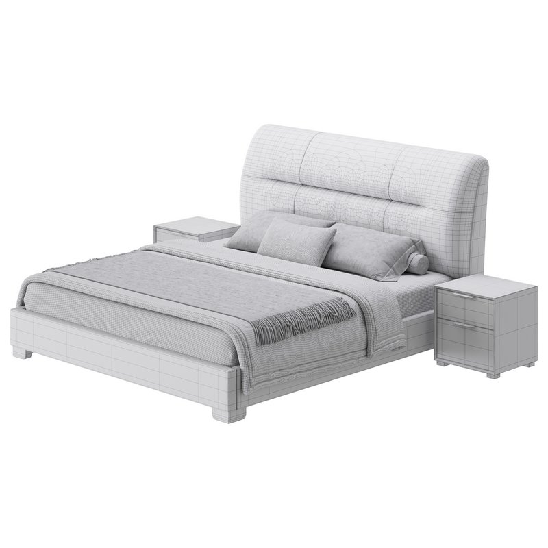 Elegant Beige Upholstered Modern Headboard Bed - Image 18