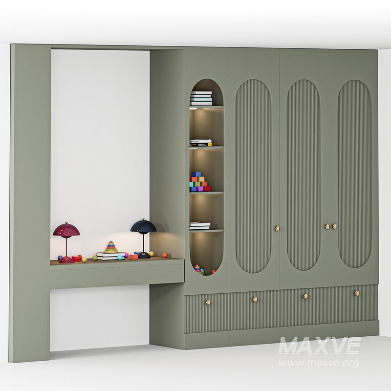 Furniture for children cupboard with toys and decor 02 - Image 2