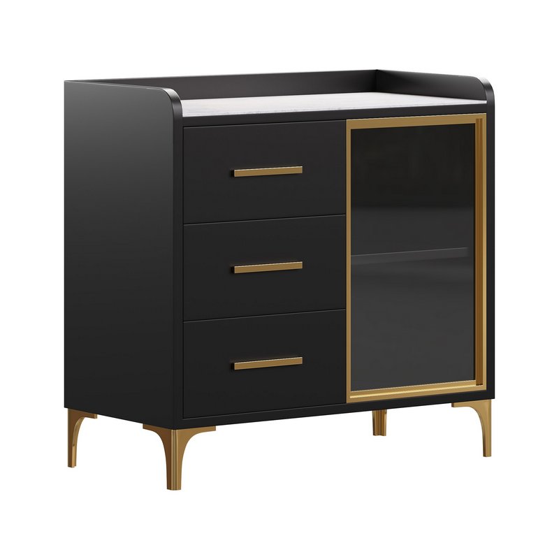 Modern Glass Door Wood Sideboard 2 - Image 1