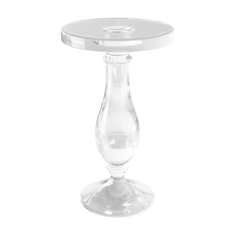 Modern Acrylic Clear Round End Table with Pedestal - Image 1