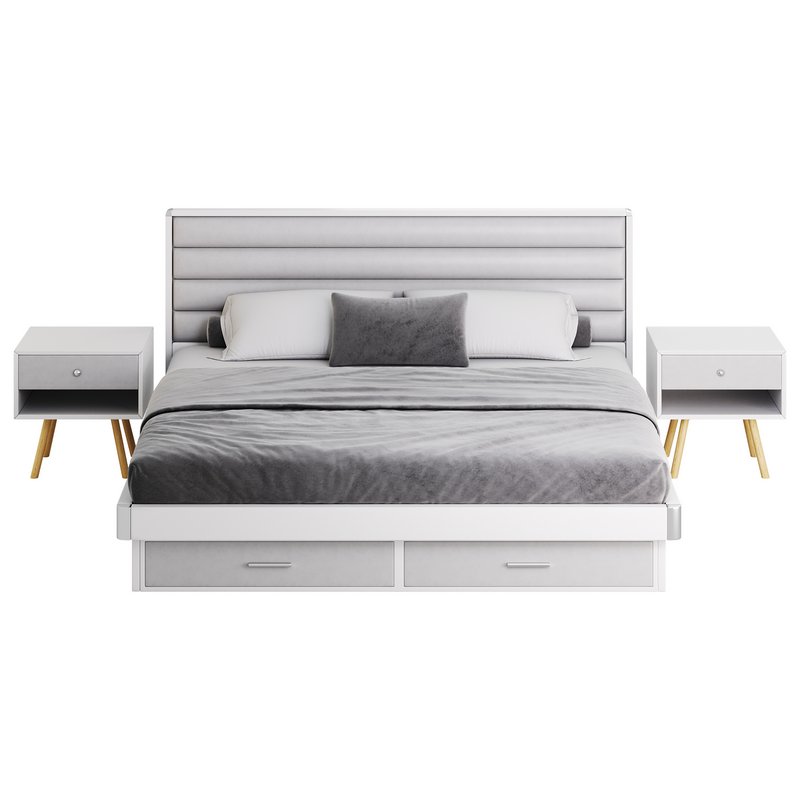 Grey Rectangular Headboard Standard Bed - Image 15