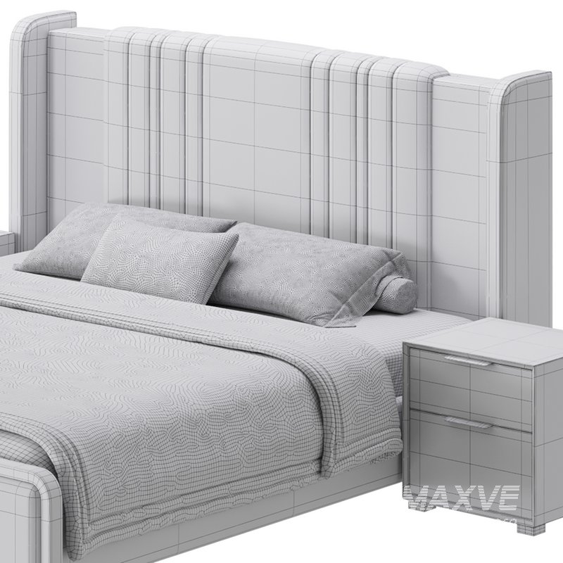 Glamorous White Upholstered Wingback Bed I - Image 18