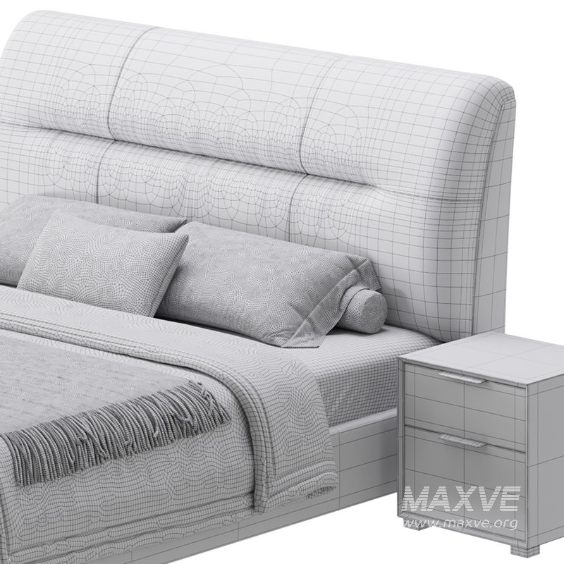 Elegant Beige Upholstered Modern Headboard Bed - Image 17