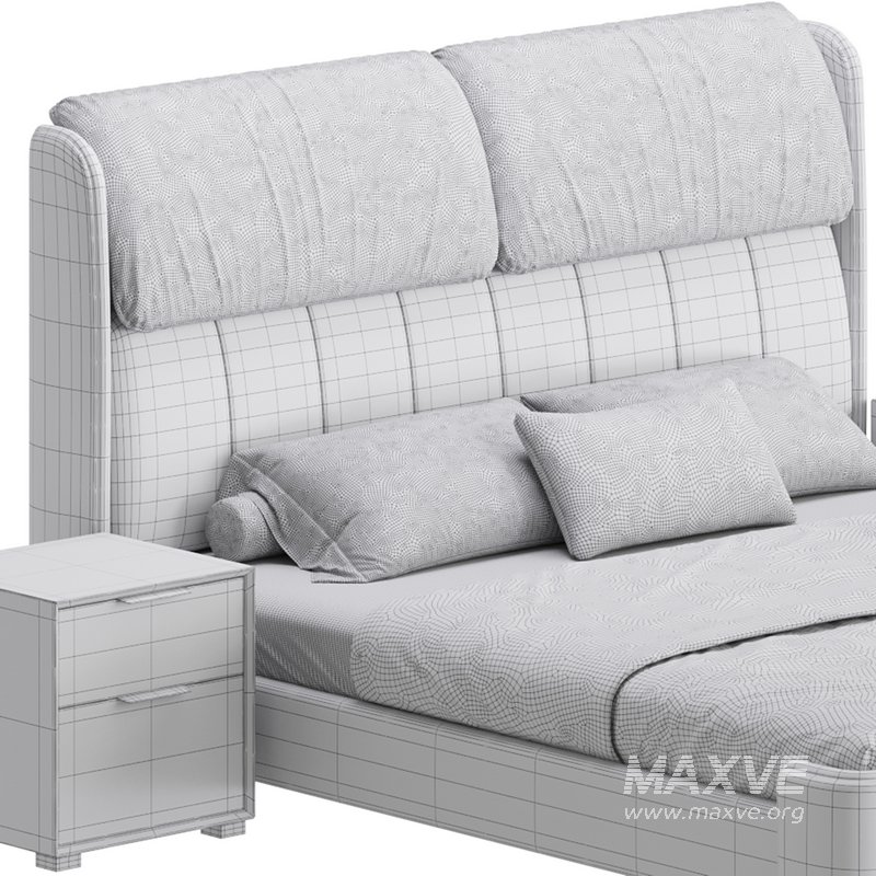 Elegant White Pine Wood Panel Bed - Image 18