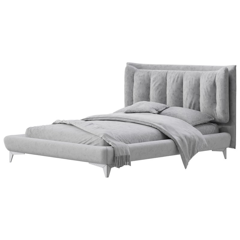 Eden Suede Fabric Upholstered Modern Bed - Image 18