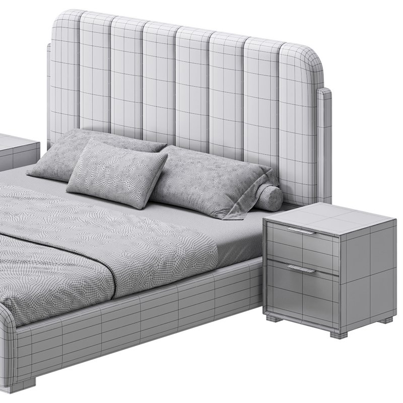 Upholstered Headboard Bed Frame Modern Panel Bed I - Image 18