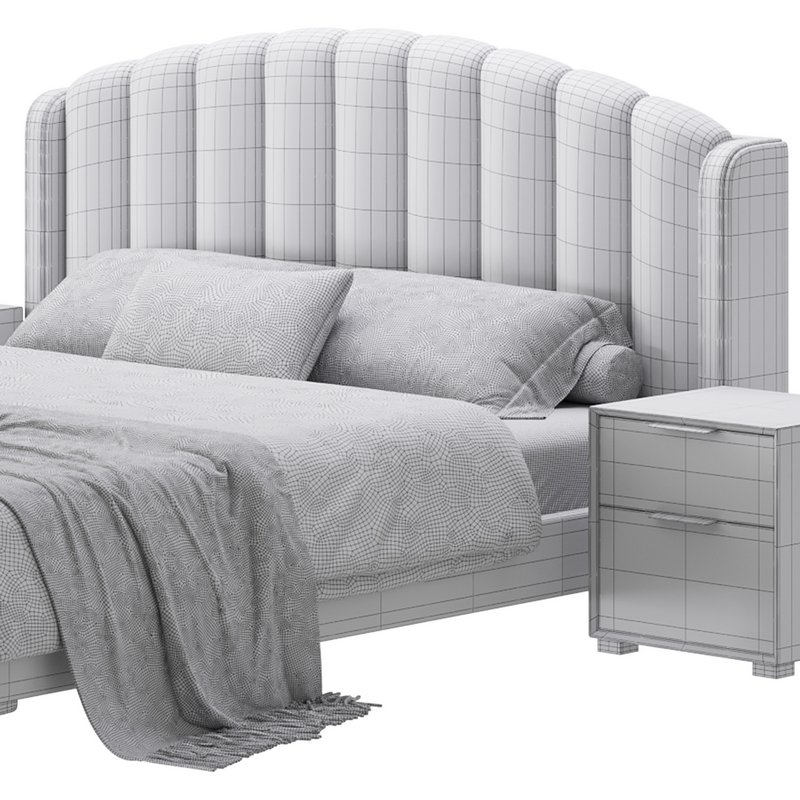 Glamorous Beige Upholstered Wingback Bed - Image 18