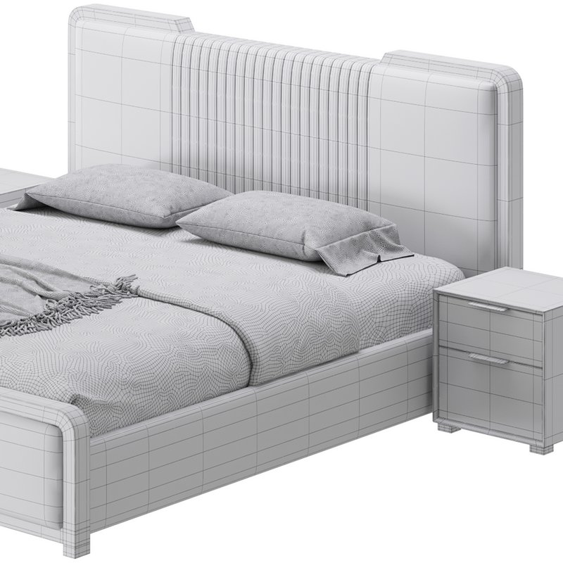 Glamorous White Wood Upholstered Bed I - Image 16