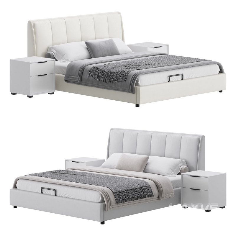 Gray Wingback Upholstered Headboard Bed - Image 1