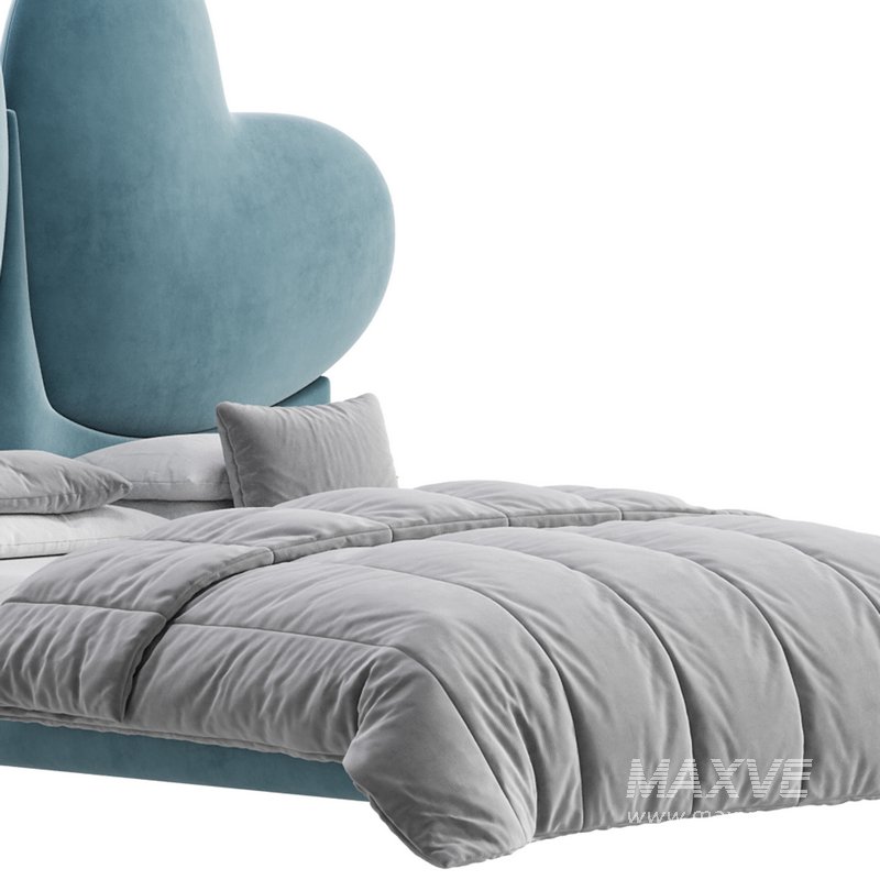 Elegant Blue Pine Wood Upholstered Panel Bed - Image 18