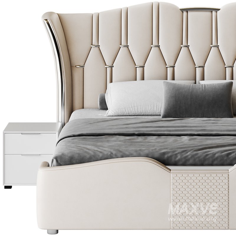 Modern Off-White Upholstered Tufted King Bed - Image 18