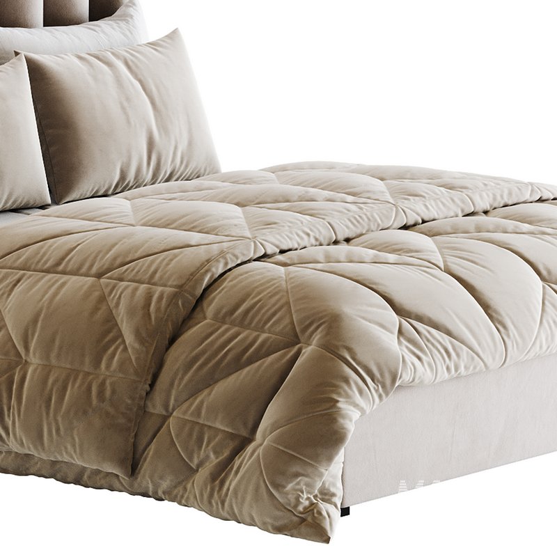 Light Wood Upholstered Panel Modern Bed - Image 17