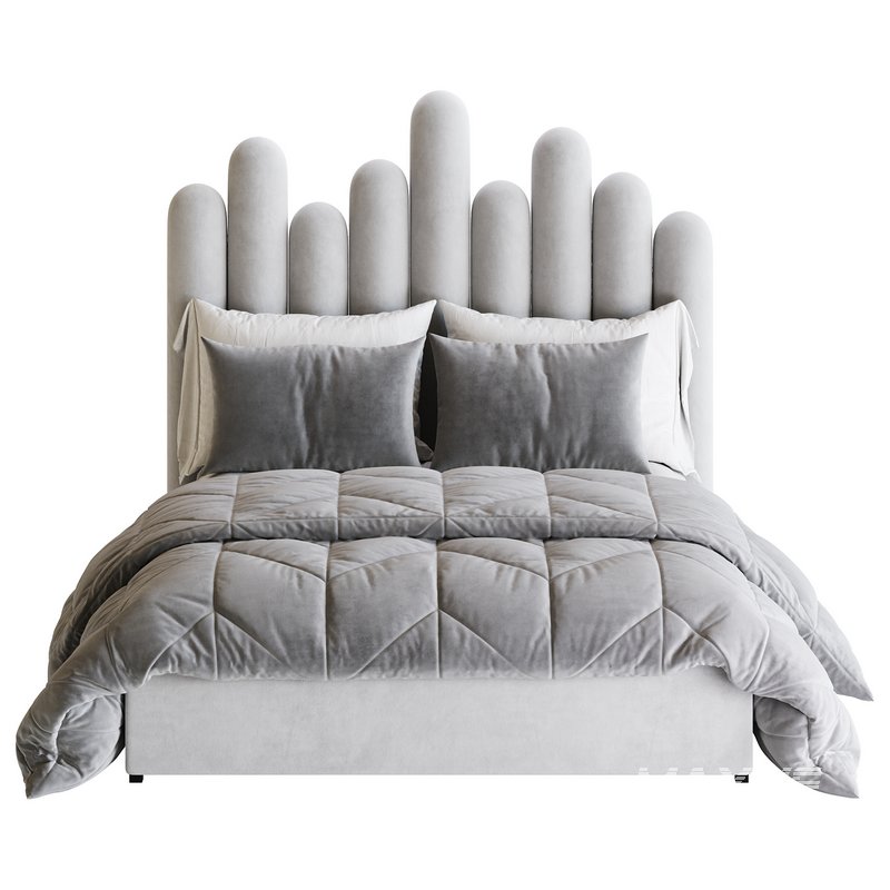 Light Wood Upholstered Panel Modern Bed - Image 19