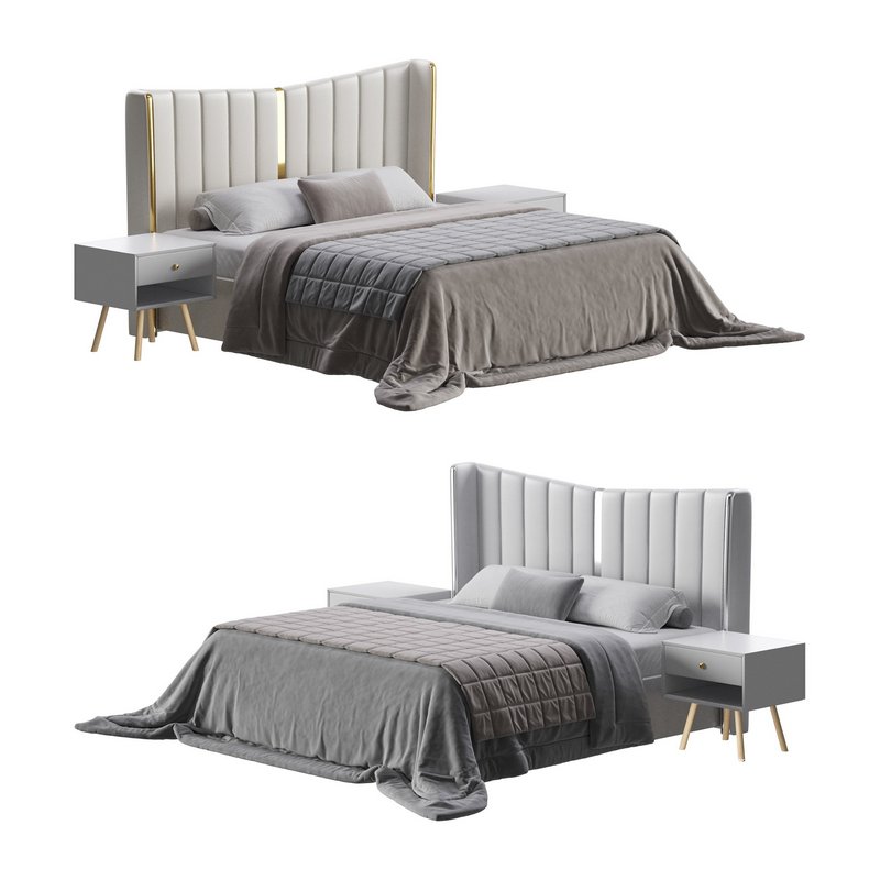 Modern Beige King Size Bed - Image 1