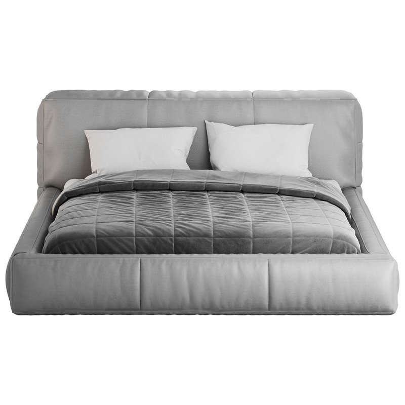 Icnoyotl suede fabric rectangular headboard modern bed I - Image 18