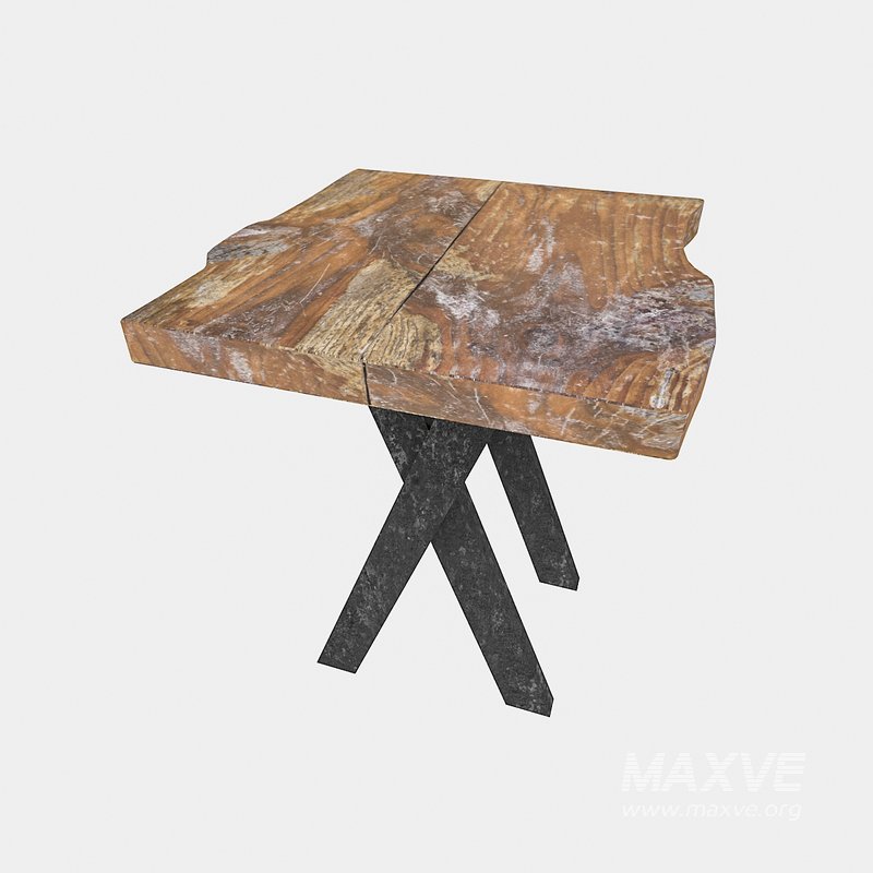 3D model natural wood bistro table 3D model - Image 3