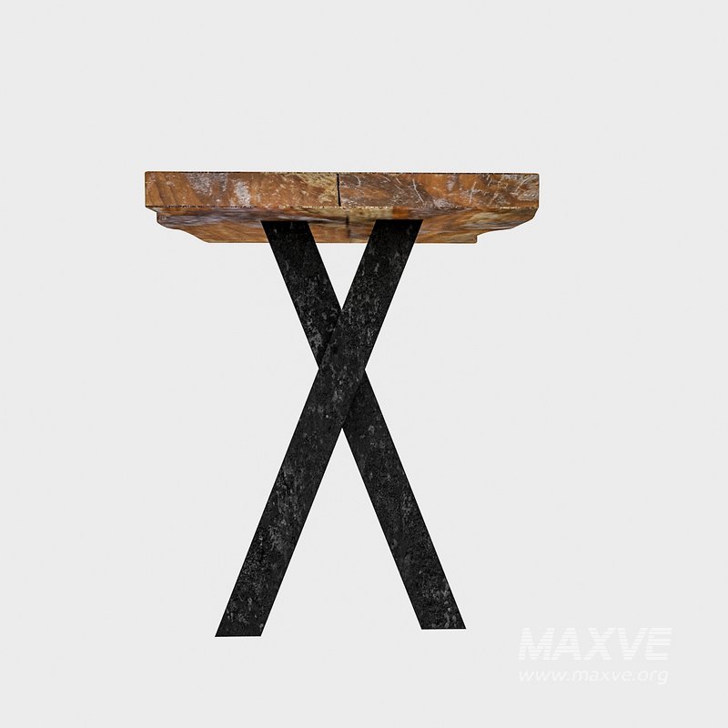 3D model natural wood bistro table 3D model - Image 2