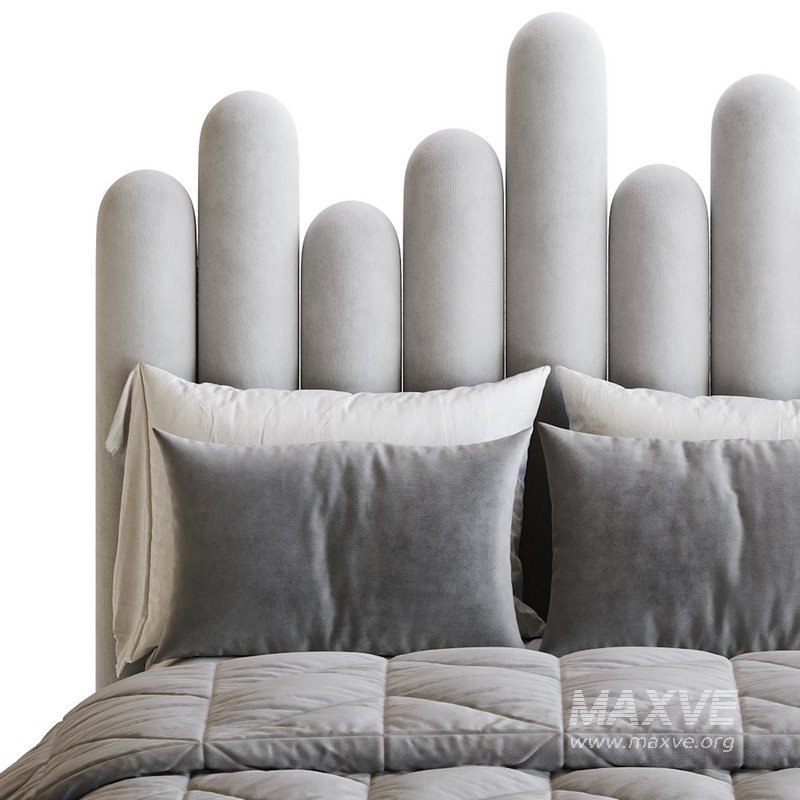 Light Wood Upholstered Panel Modern Bed - Image 20