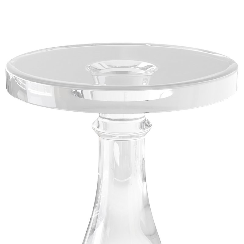 Modern Acrylic Clear Round End Table with Pedestal - Image 2