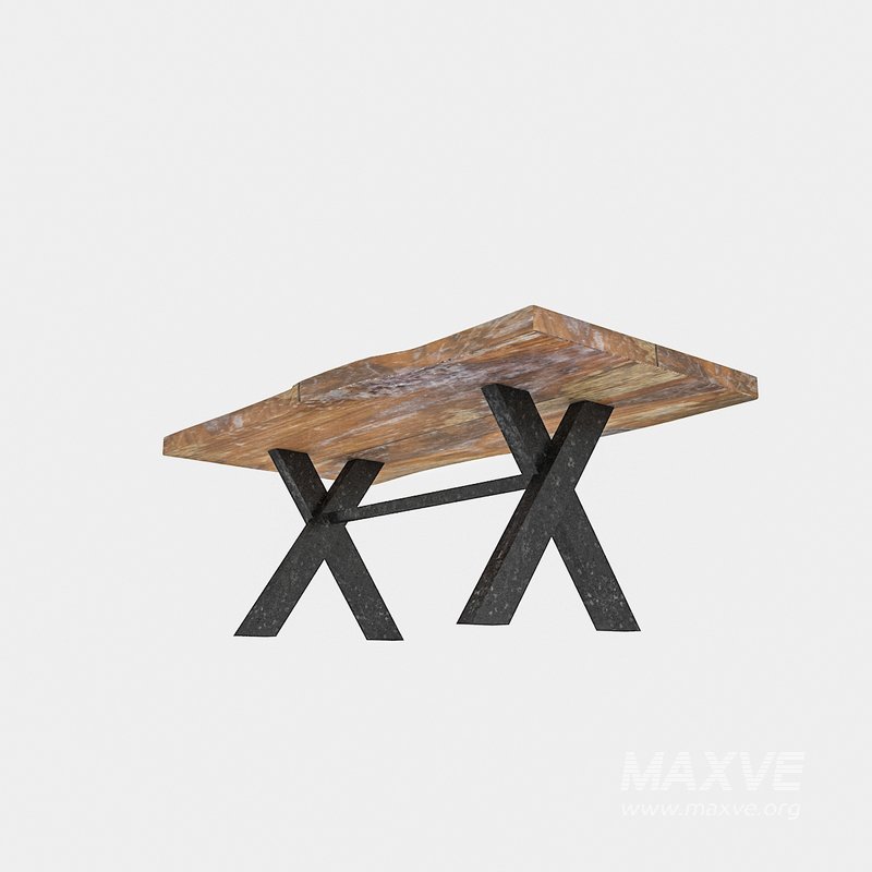3D 3D natural wood table model 03 model model - Image 1