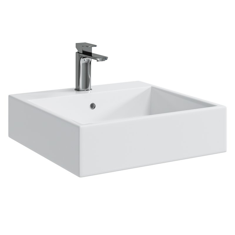Wall-mounted or countertop washbasin BS6050 – high-gloss white cast marble - Image 2