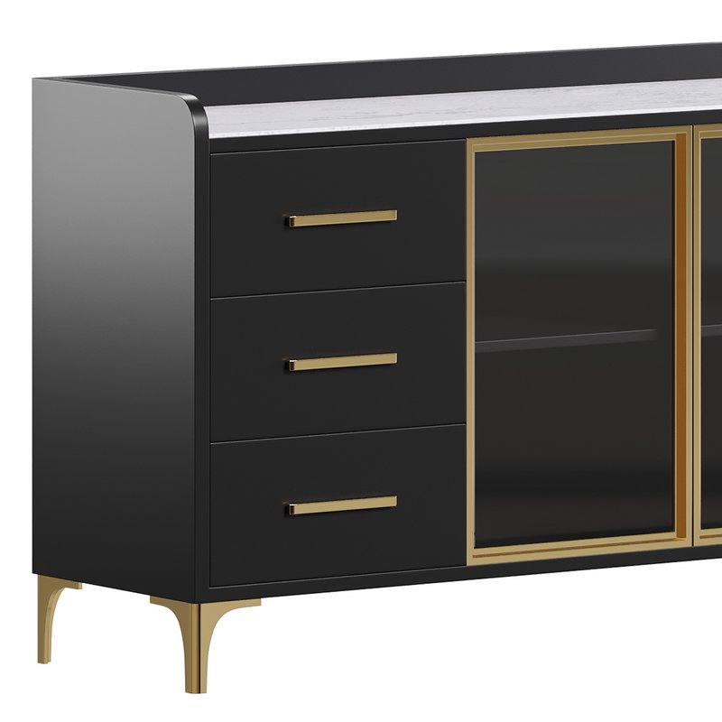 Modern Glass Door Wood Sideboard 2 - Image 2